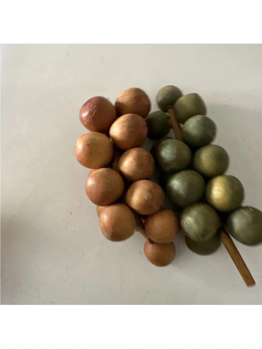 2 Vintage MCM Carved Natural WOOD GRAPE'S Cluster Bunch